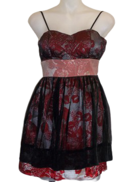 Minuet Black/Red Floral Dress