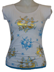 White/Blue Mar-Q Printed T-Shirt