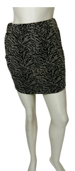 4 Ena Gray/Black Zebra Pattern Elastic Waist Knit Miniskirt