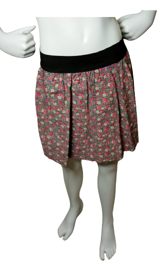 4 Ena Gray/Pink Elastic Waist Floral Miniskirt for Girls