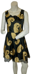 Minuet Black/Gold Paisley Dress