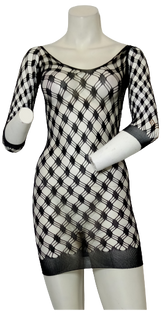 Mesh Diamond Pattern Dress Black