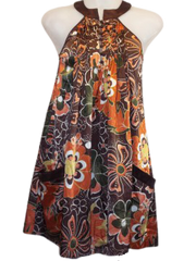 Minuet Brown/Orange Silky Dress