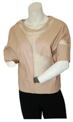 Pink Rehab Faux Leather Blouse