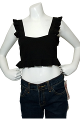 Black Ruffled Crop Top