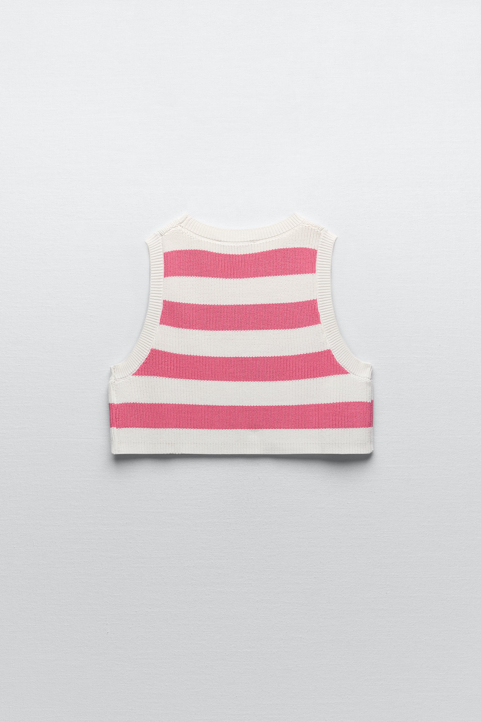 Story of Lola Cream/Pink Cropped Striped Sweater Vest