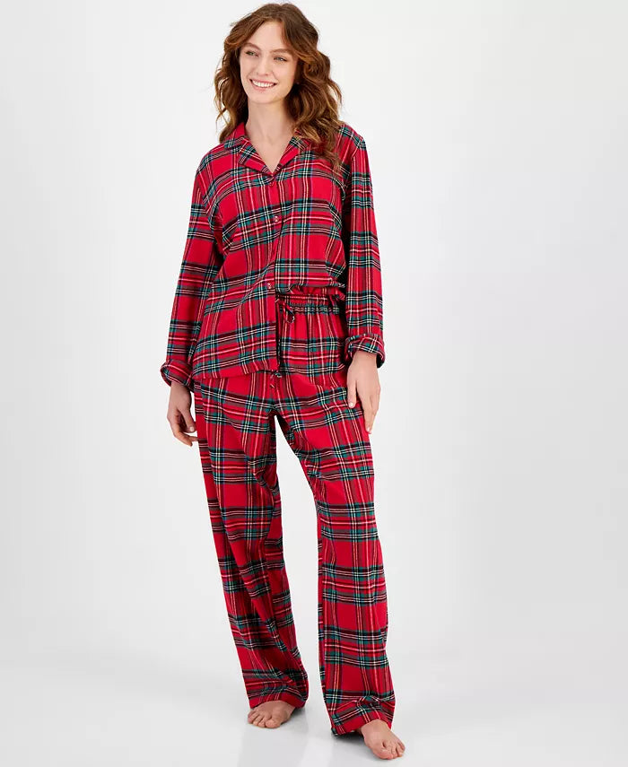 Family Pajamas Women Cotton Plaid Pajamas Set Brinkley Plaid