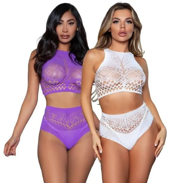 Be Wicked Ring My Bell 2 Pc Halter Neck Lace Bodysuit (Thong Not Included)