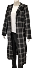 Charlie Charlie Charlotte Black Windowpane Belted Longline Coat
