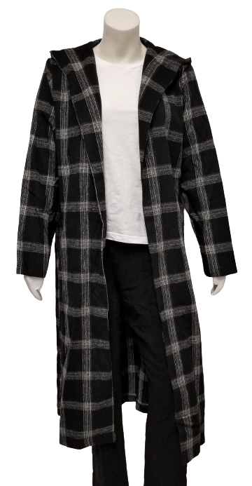 Charlie Charlie Charlotte Black Windowpane Belted Longline Coat