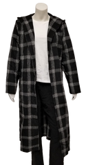 Charlie Charlie Charlotte Black Windowpane Belted Longline Coat