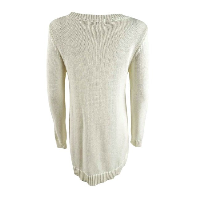 Style & Co. Winter White Embroidered Flower Sweater