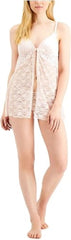 California Dynasty Linea Donatella Stretch Lace Babydoll Nightgown Pink