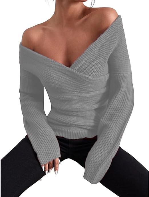 CELLABIE Gray Surplice Sweater