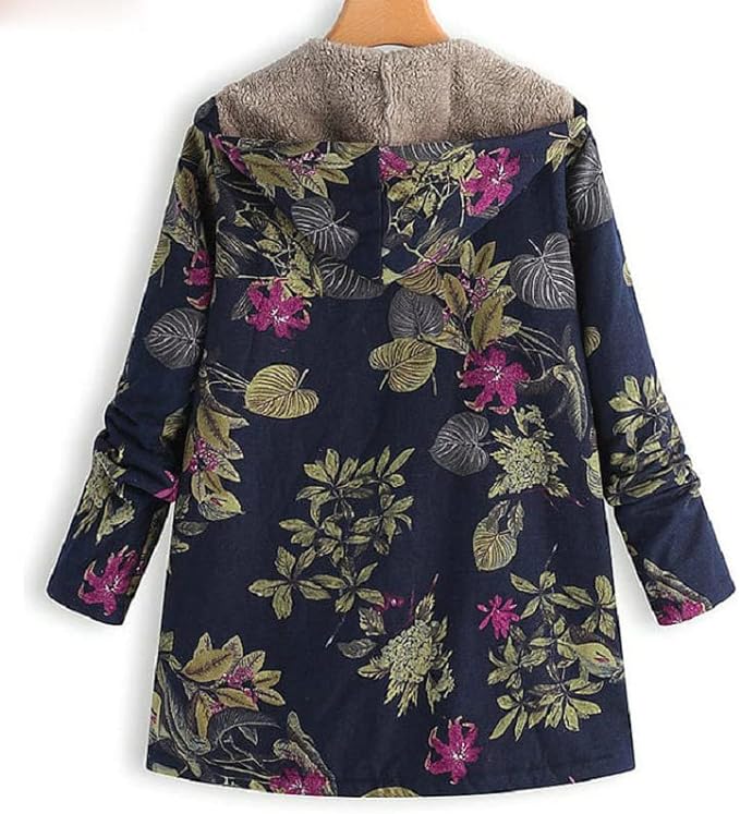 E-RÃtro Navy & Pink Floral Zip-Up Hoodie Jacket