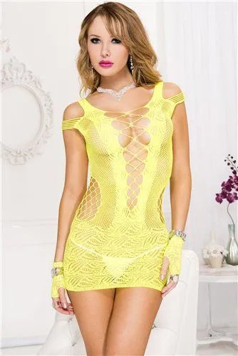 Music Legs Lace and Shredded Chemise Dress (Thong Not Included)