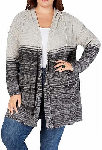 Style & Co. Grey Stripes Cardigan Sweater