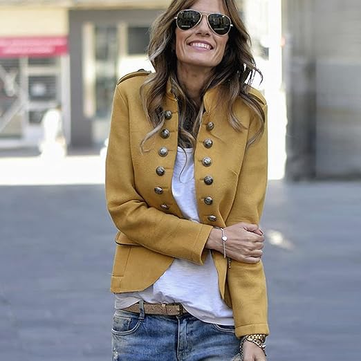Suvimuga Yellow Button-Accent Blazer