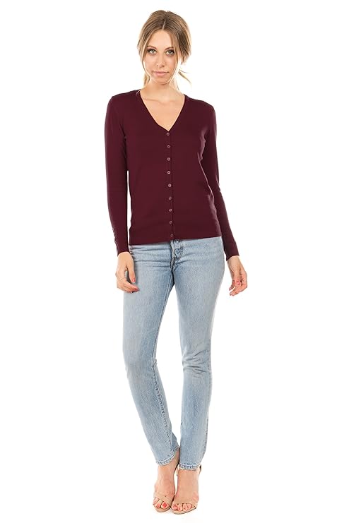 Zenana Outfitters Wine Cardigan With Button Accent Sleeves