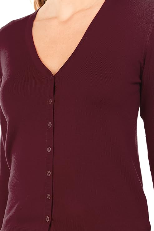 Zenana Outfitters Wine Cardigan With Button Accent Sleeves