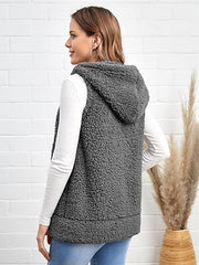 Lydiane Ash Gray Sherpa Pocket Hooded Zip-Up Vest