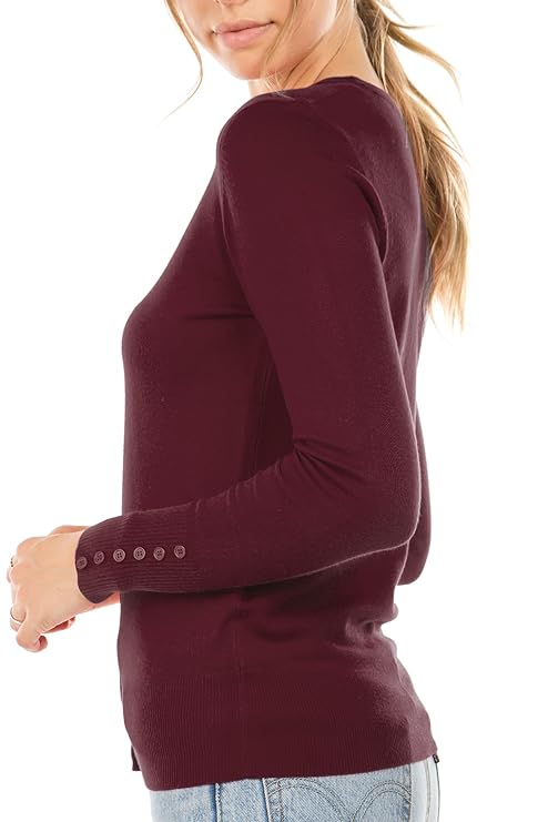 Zenana Outfitters Wine Cardigan With Button Accent Sleeves
