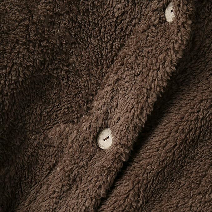 Baisico Coffee Plush Ear-Accent Hooded Coat