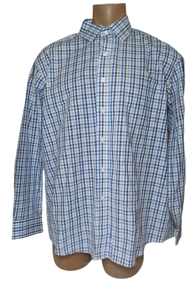 Club Room Blue Check Long Sleeve Men's Shirt - 18, 34/35