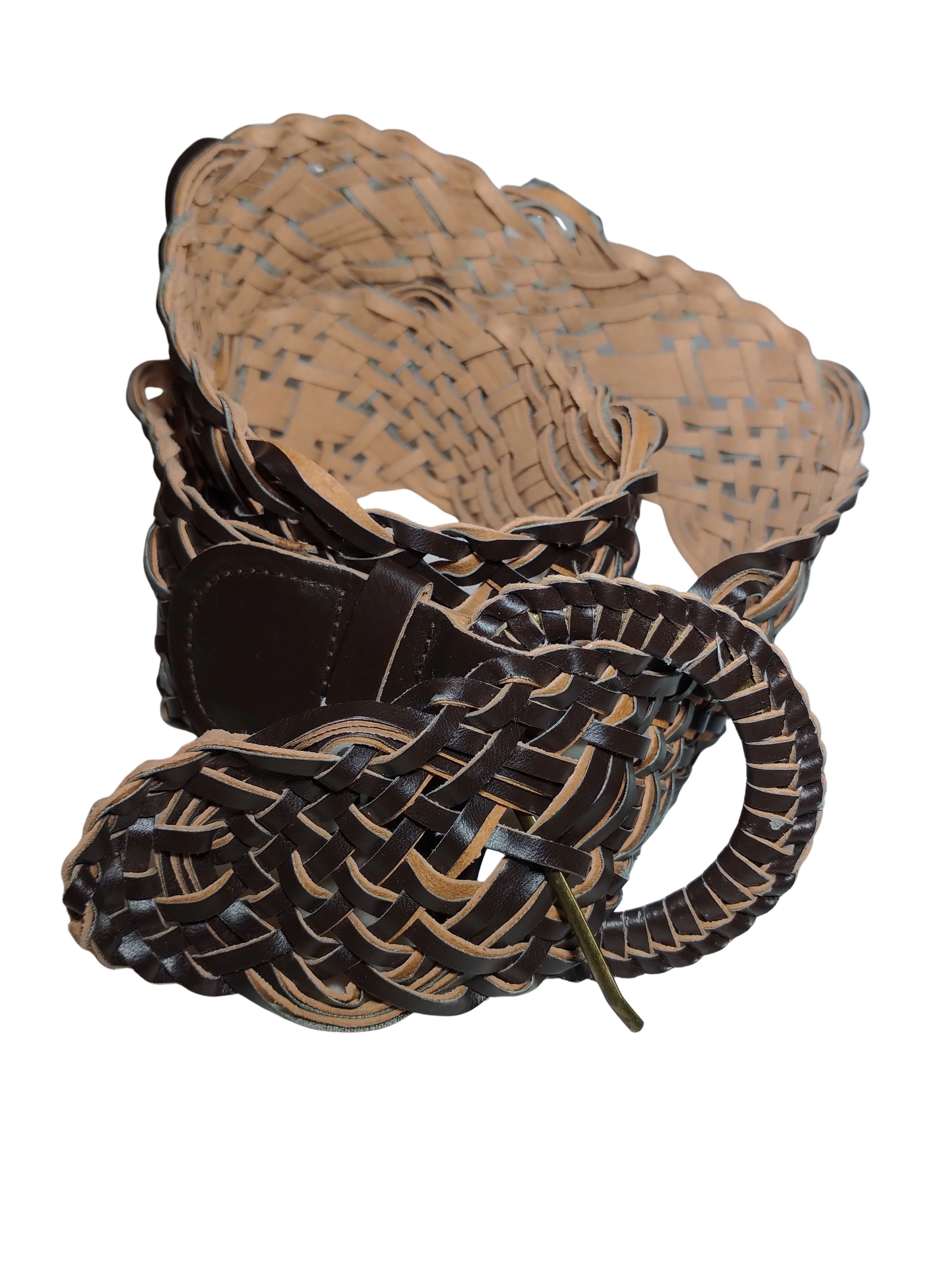Diva General Brown Pleather Belt with Braided Buckle – Stylish & Adjustable (2.75" x 35")