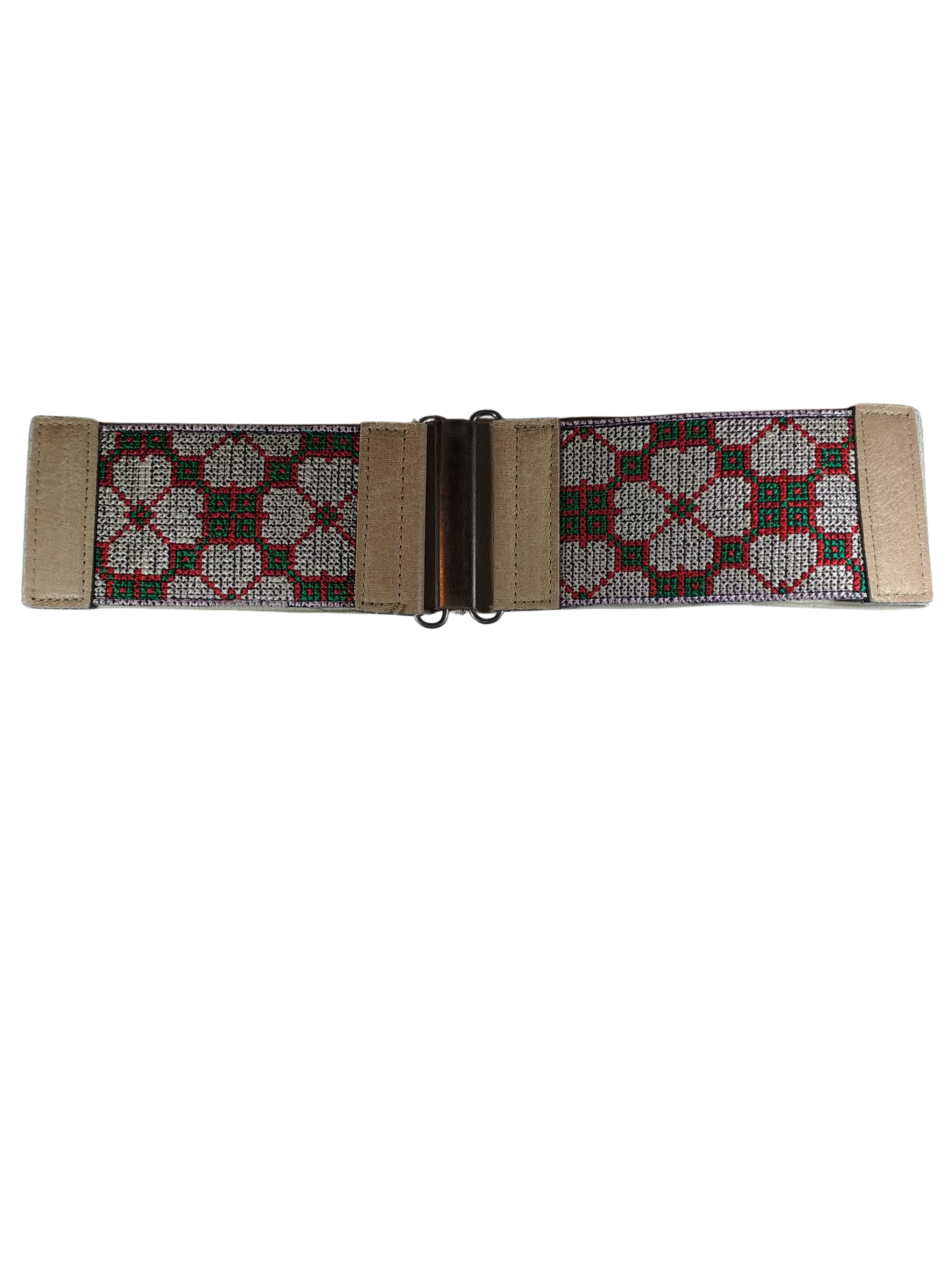 Diva General Hearts Belt 2.75"x27.5" Stretchy Pleather & Webbing Waist Belt with Hook & Eye Closure
