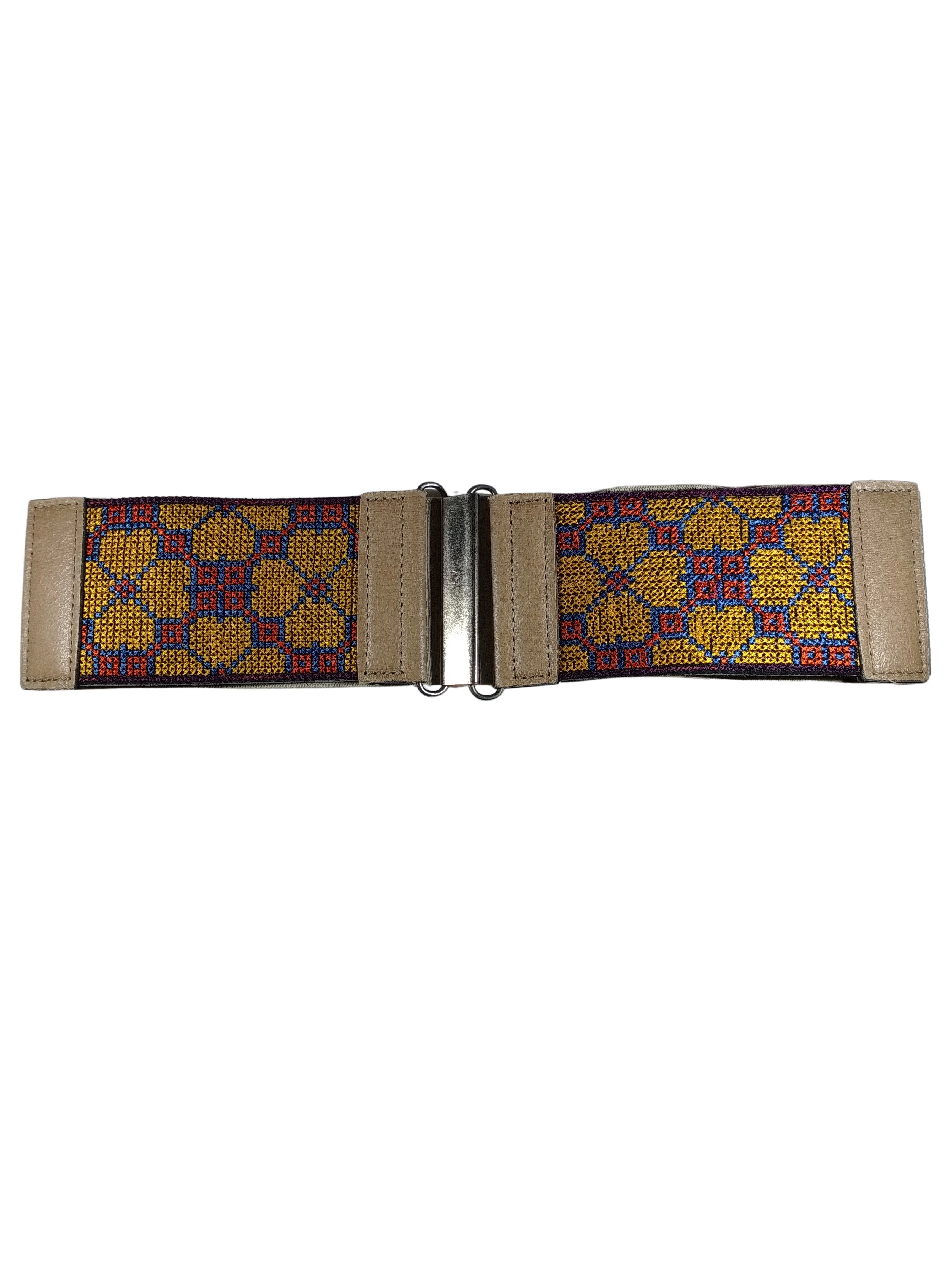 Diva General Hearts Belt 3"x28" Stretchy Pleather & Webbing Waist Belt with Hook & Eye Closure