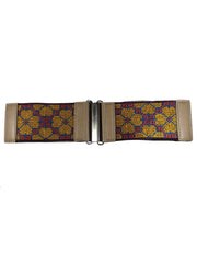 Diva General Hearts Belt 3"x28" Stretchy Pleather & Webbing Waist Belt with Hook & Eye Closure