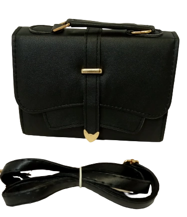 Elegant Diva Black Purse Classic Handbag with Removable Strap