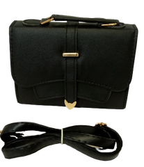 Elegant Diva Black Purse Classic Handbag with Removable Strap
