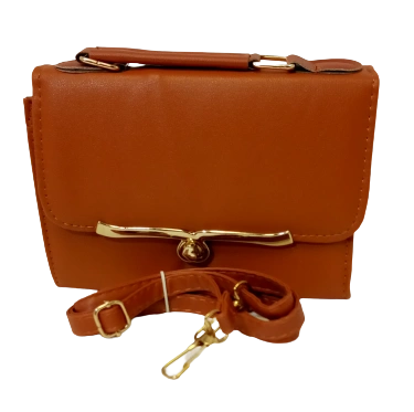 Chic Diva Brown Purse  Heart Buckle Design  Stylish Handbag with Removable Strap