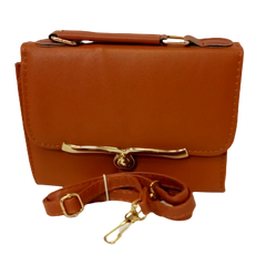 Chic Diva Brown Purse  Heart Buckle Design  Stylish Handbag with Removable Strap