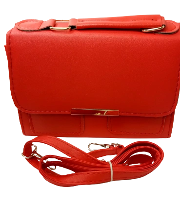 Elegant Diva Red Purse Underline Mark Design Stylish Handbag with Removable Strap