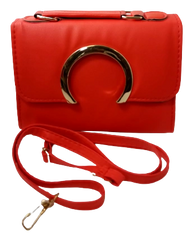 Elegant Diva Red Purse Horseshoe Accent Stylish Handbag with Removable Strap