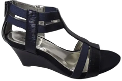 Alfani Womens A35 Maribeth T-Strap Elastic Wedge Sandals Twilight Texture