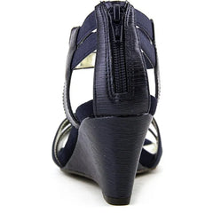 Alfani Womens A35 Maribeth T-Strap Elastic Wedge Sandals Twilight Texture