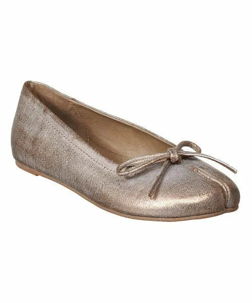 Antelope Metallic Taupe Split-Toe Leather Bow Flats