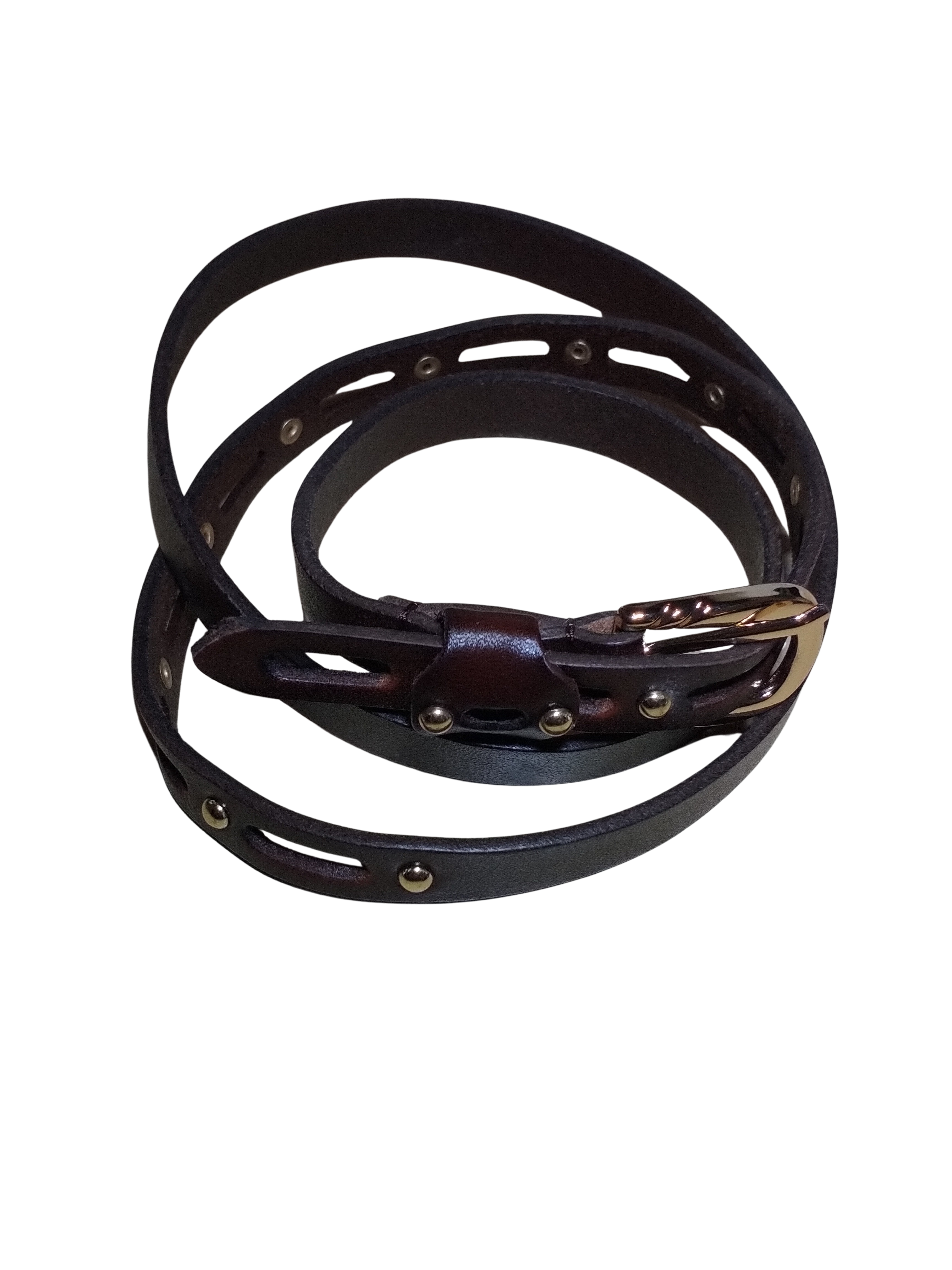 Horizontal loops faux leather belt