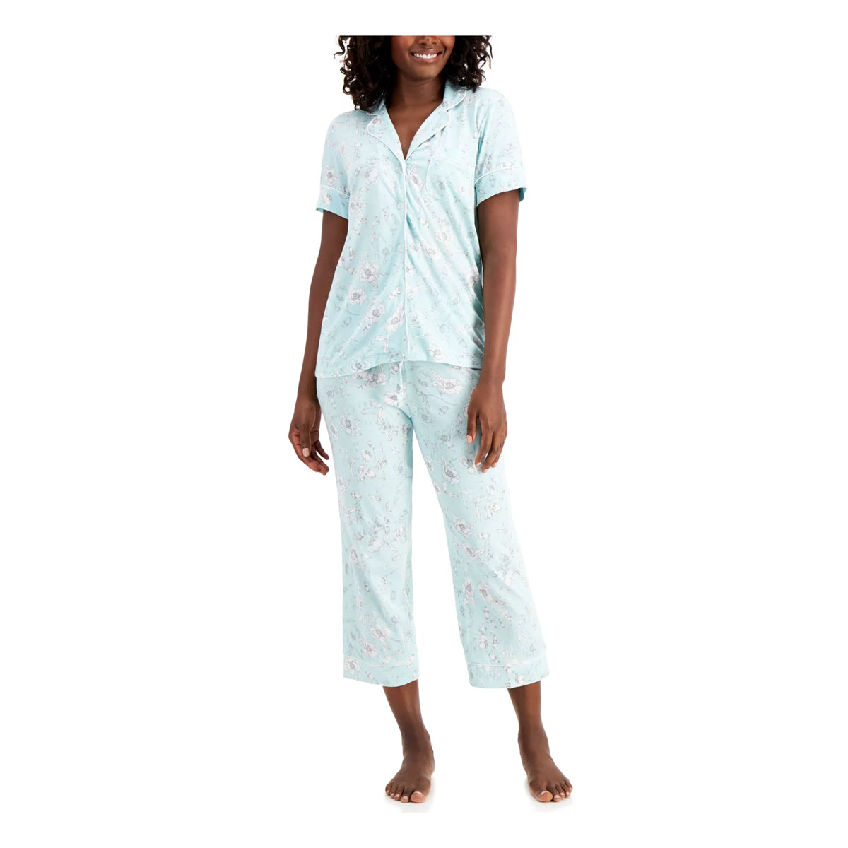 Charter Club Printed Capri Pants Pajama Set Etched Floral