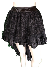 Diva General Black Hi-Low Skirt with Leaf Lace Overlay - 5XL