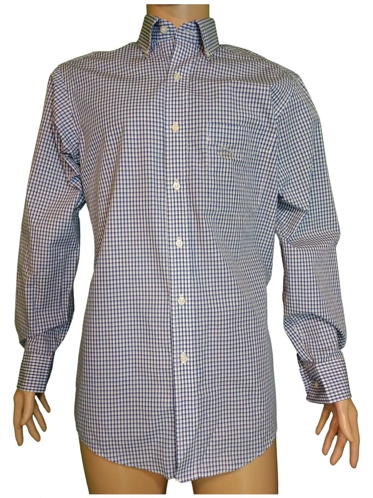Club Room Blue/White Regular Fit Men's Shirt - 14.5 32/33 (100% Polyester)