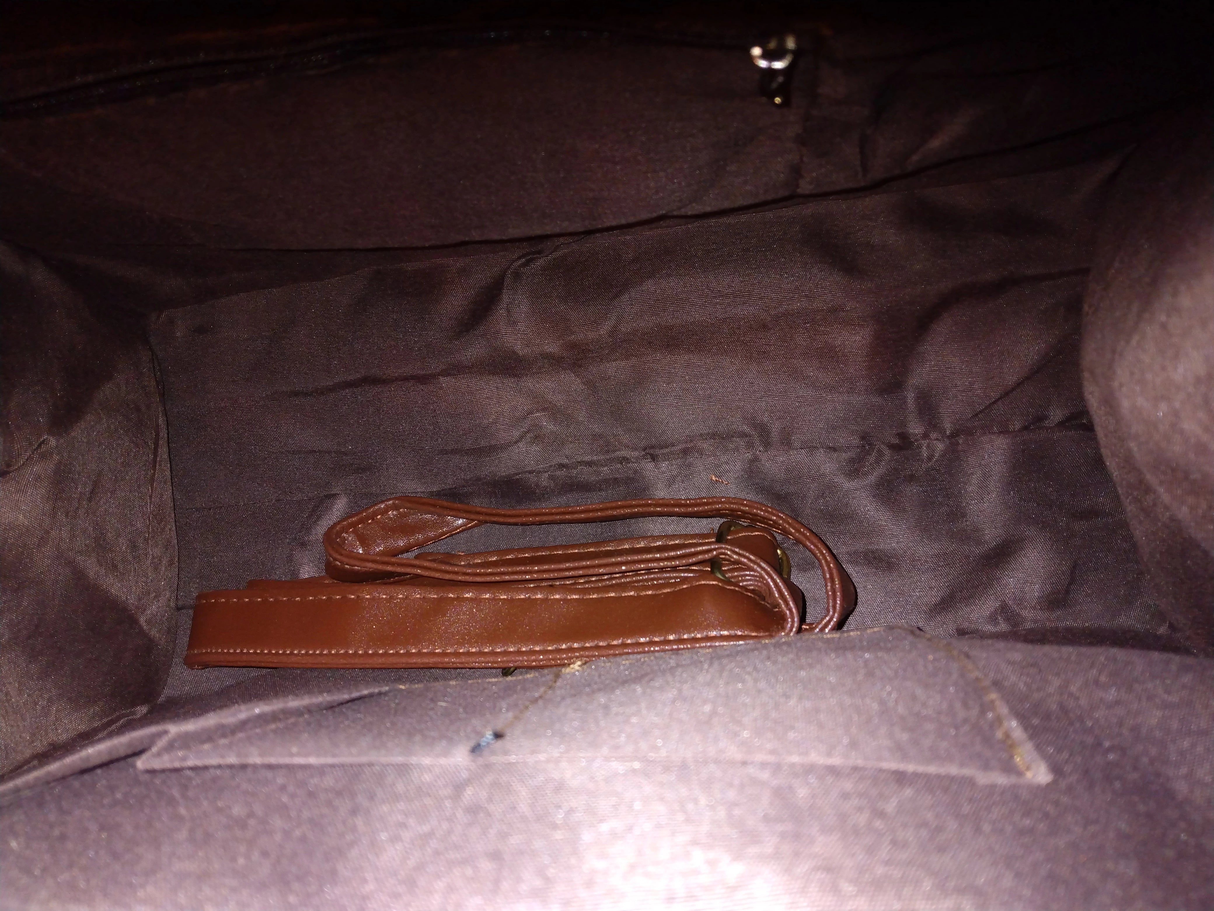 Dark Brown Pleather Check Pattern Handbag