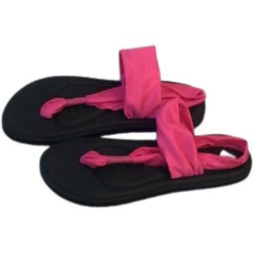 Diva Black & Pink Elastic Ribbon Sandals
