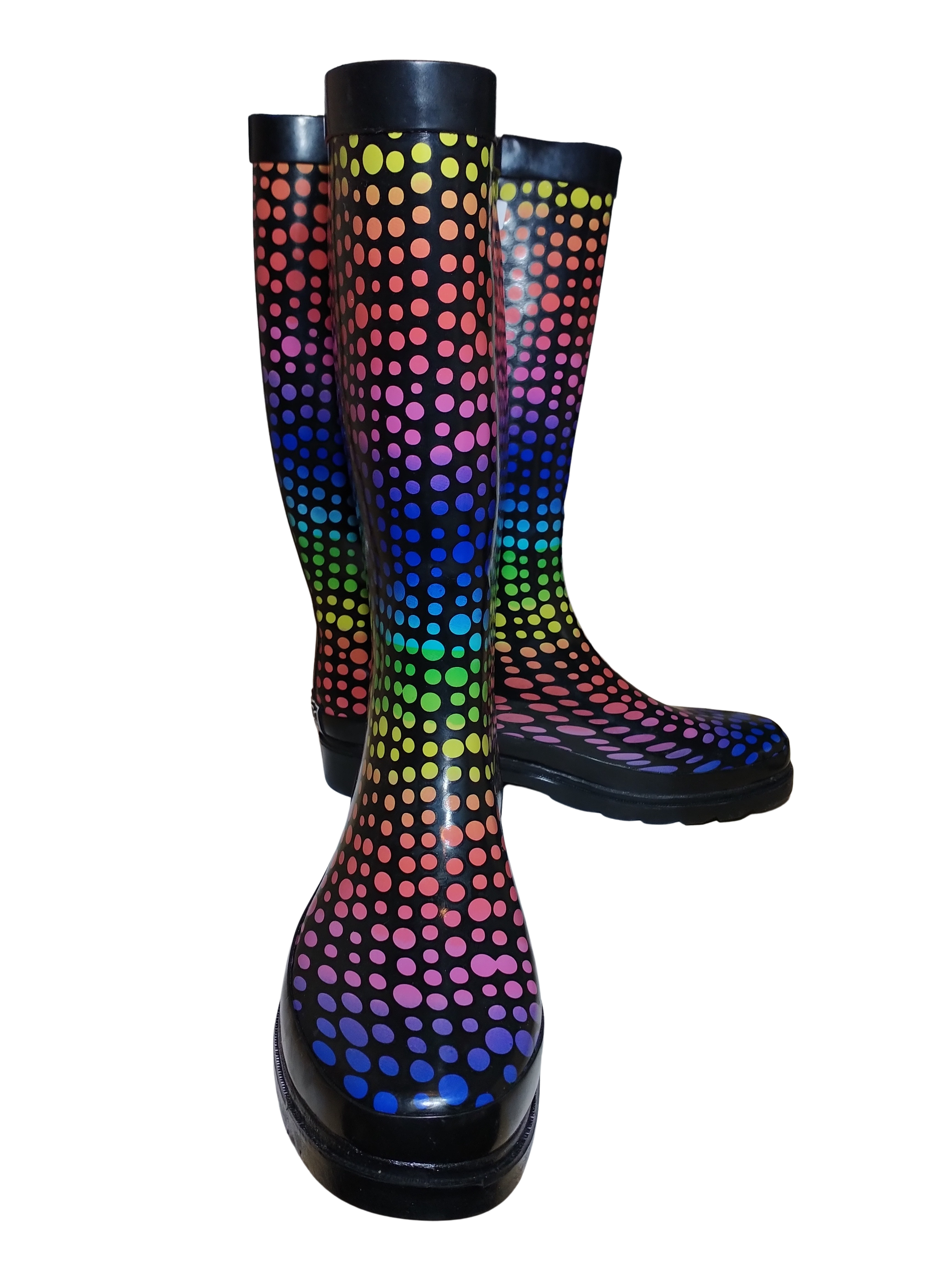 Sugar Women's Raffle Rainbow Dot Printed Rain Boot