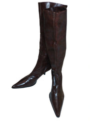 Rebels Brown High Heel Pointy Toe Tall Boots - Elegant and Versatile Size 10 Women’s Footwear