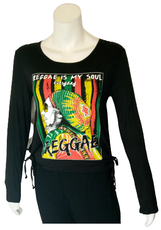 Blush Black "Reggae is My Soul Every Day" Long Sleeve Girl's Shirt - Medium